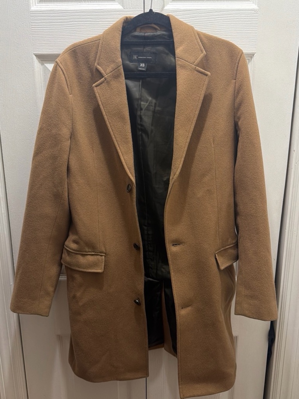 INC International Concepts Camel Wool-Blend Pea Coat